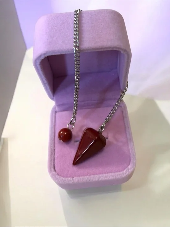 Deep Red Jasper Pendant Necklace with Accent Bead - Picture 2 of 2